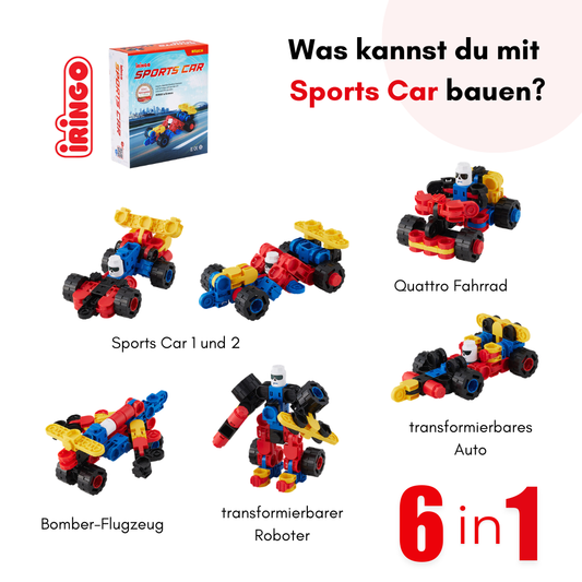 IRINGO New Sports Car – 6 Modelle in 1 Set (65 Teile)