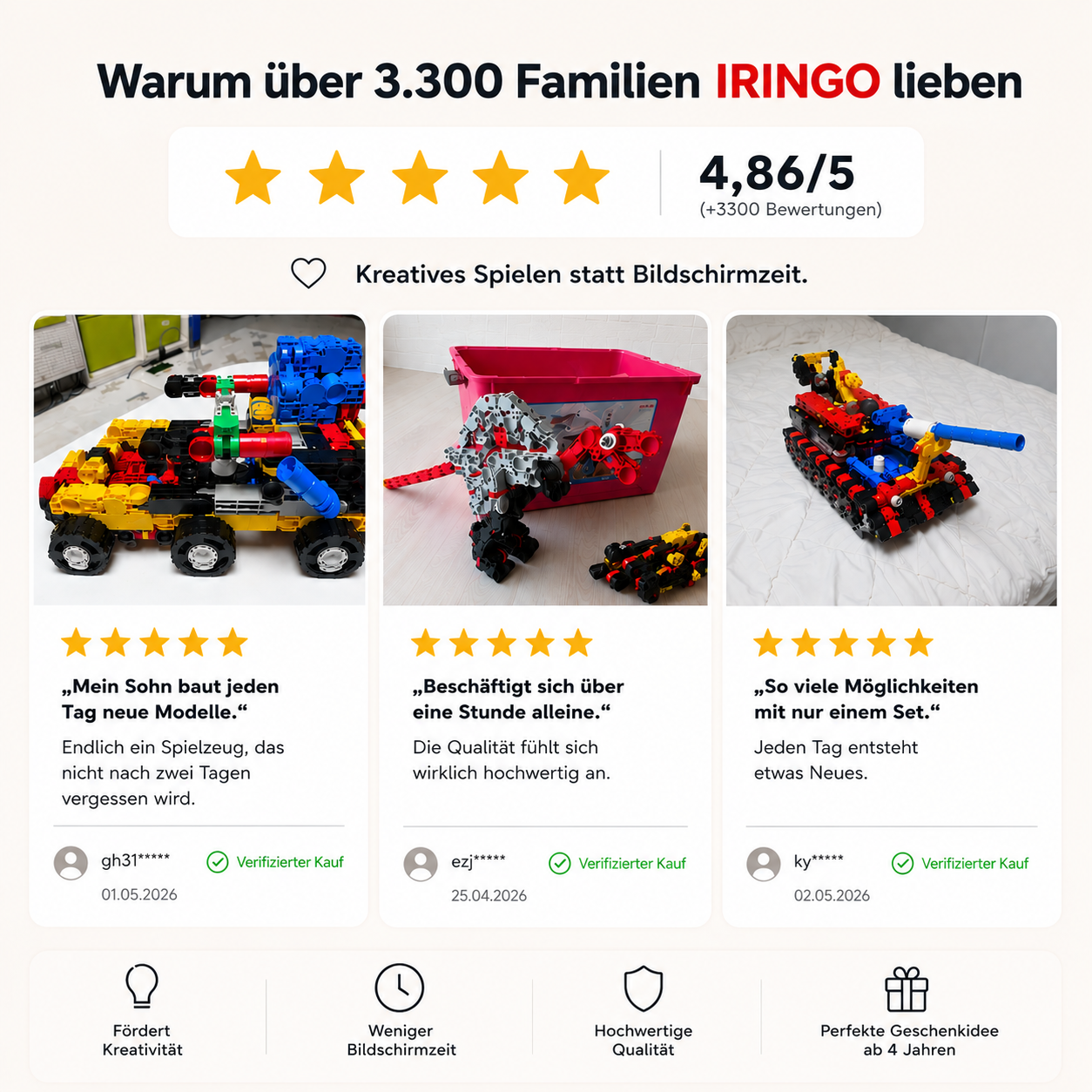 IRINGO New Starter Set – 18 Modelle in 1 Set (212 Teile)